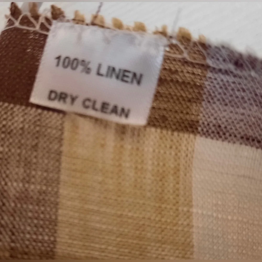 Essential Linen Check Scarf Wrap NWT